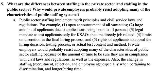  5. What are the differences between staffing in the private sector