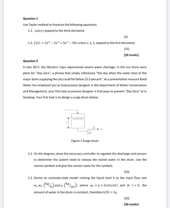  Question 1 Use Taylor method to linearize the following equations: 1.1.