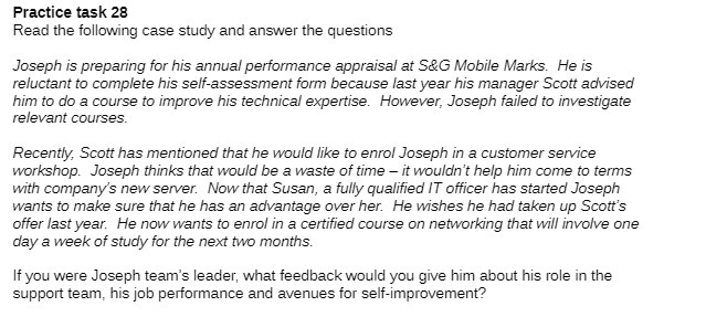  Practice task 28 Read the following case study and answer the