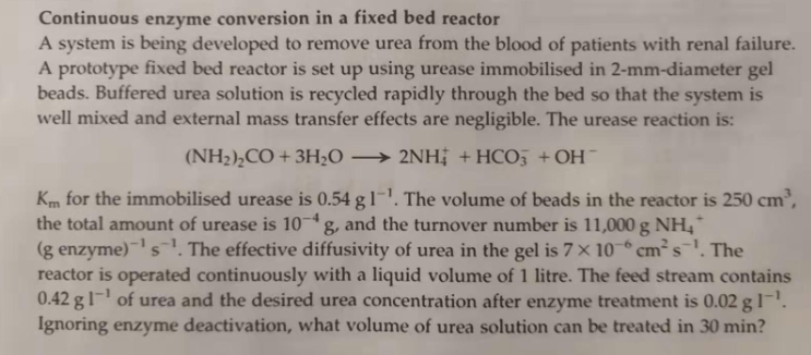  Continuous enzyme conversion in a fixed bed reactor A system is