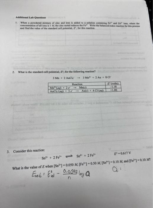 Chem 2! Help urgent! Additional Lab Questioes 1. Whea a powdered mixture