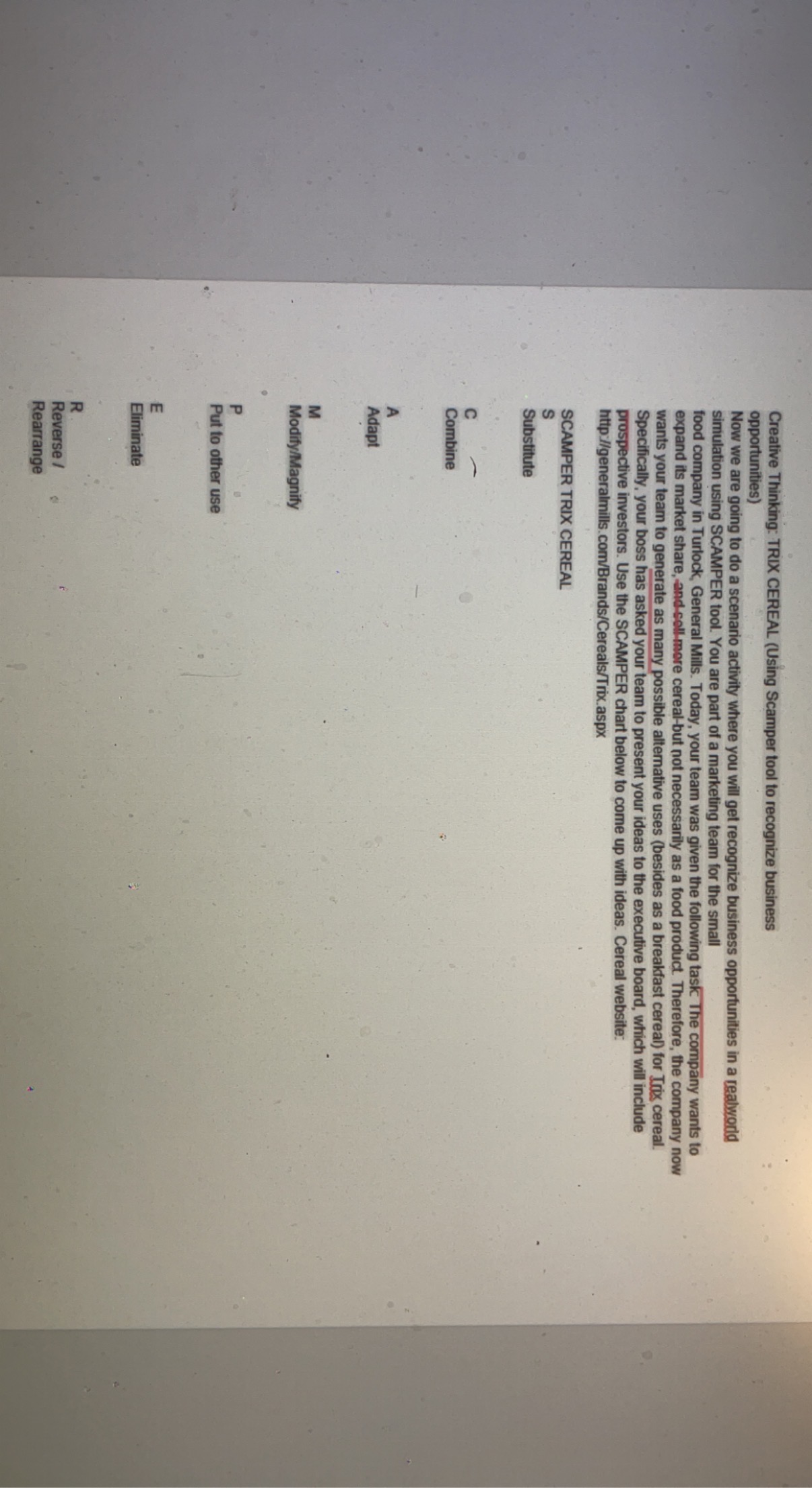  Creative Thinking: TRIX CEREAL (Using Scamper tool to recognize business opportunities)