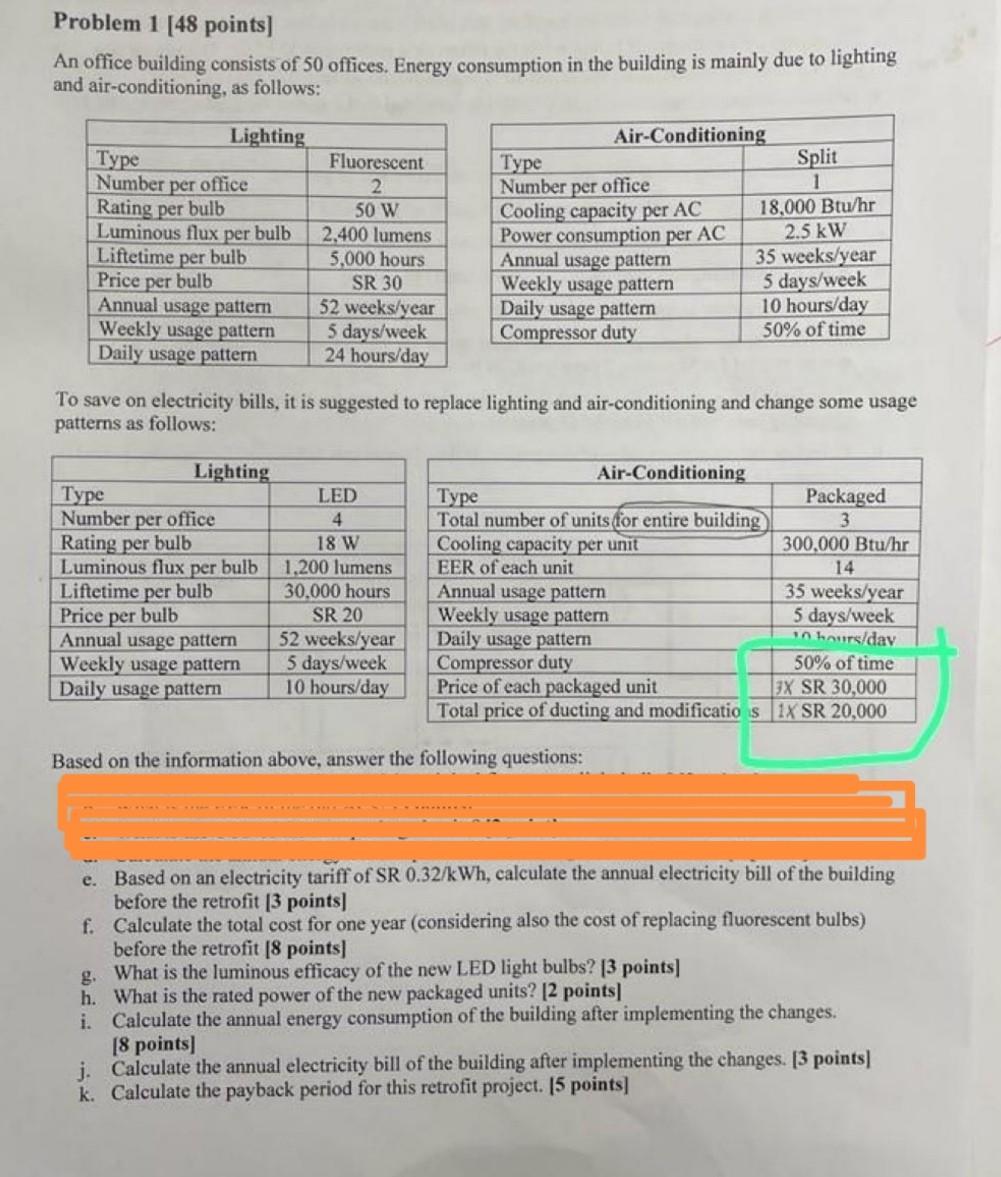  Problem 1[48 points] An office building consists of 50 offices. Energy