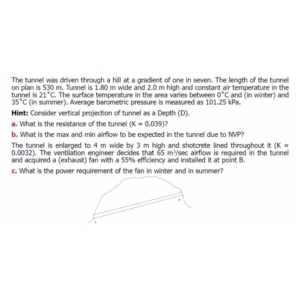  The tunnel was driven through a hill at a gradient of