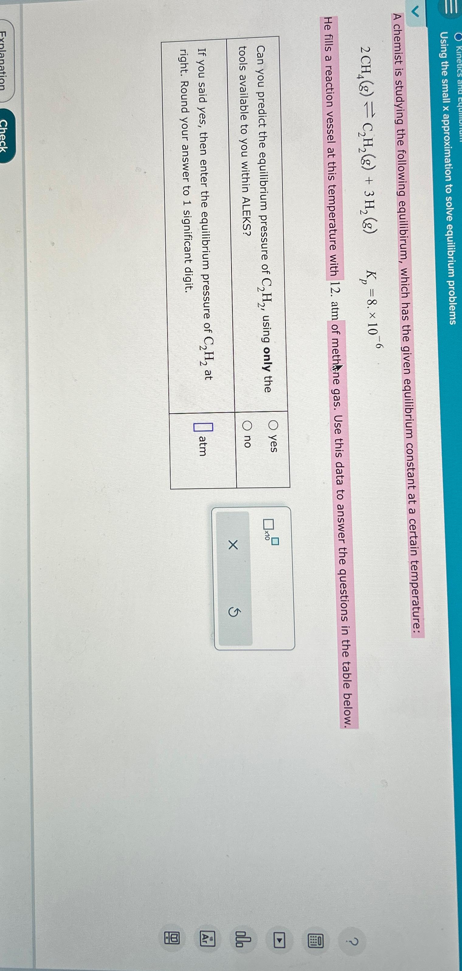  Using the small x approximation to solve equilibrium problems A chemist
