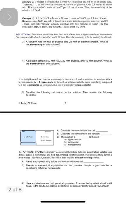  Example I: Consider a solution that is both 0.5M glocose asd