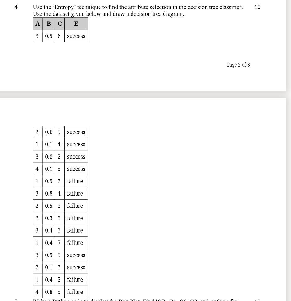 Please solve correctly with each part please 4 Use the 'Entropy'
