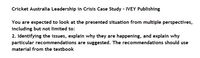 Cricket Australia - 2. Identifying the issues, explain why they are happening,