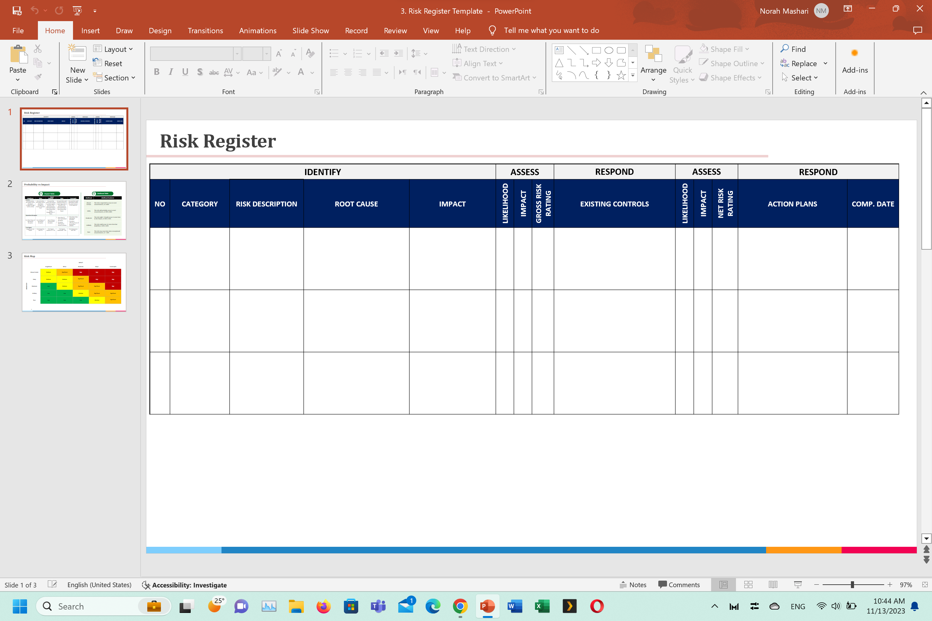 Using the template for the risk register below should be answered of