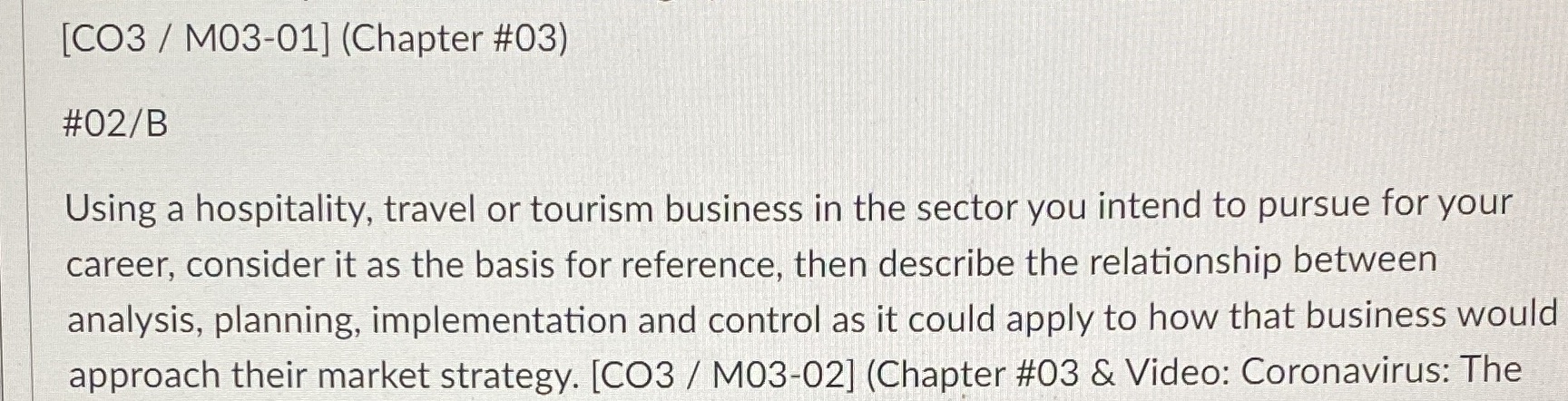 USE RESTAURANT INDUSTRY [CO3 / M03-01] (Chapter #03) #02/B Using a hospitality,