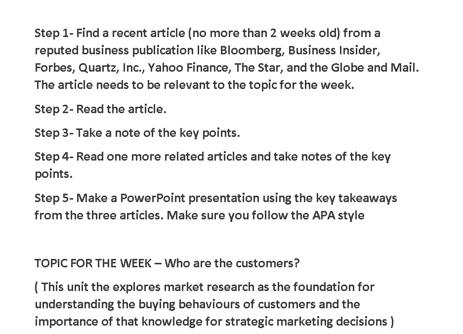  Step 1- Find a recent article (no more than 2 weeks