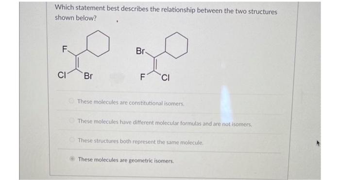  Which statement best describes the relationship between the two structures shown