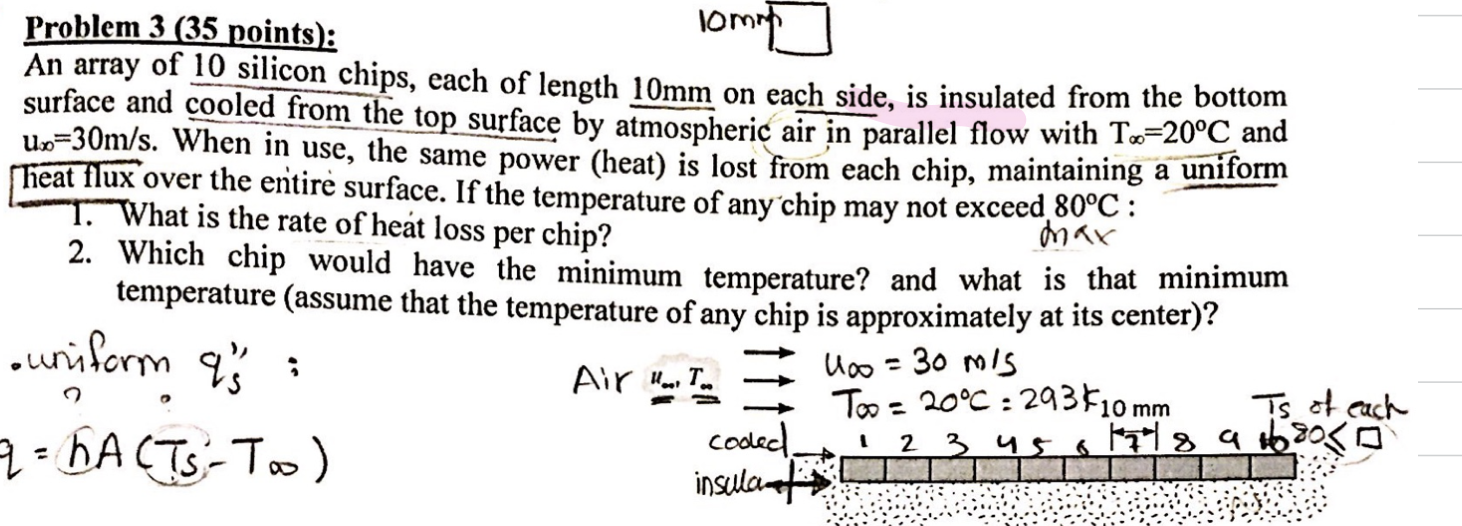 Problem 3 (35 points): An array of 10 silicon chips, each