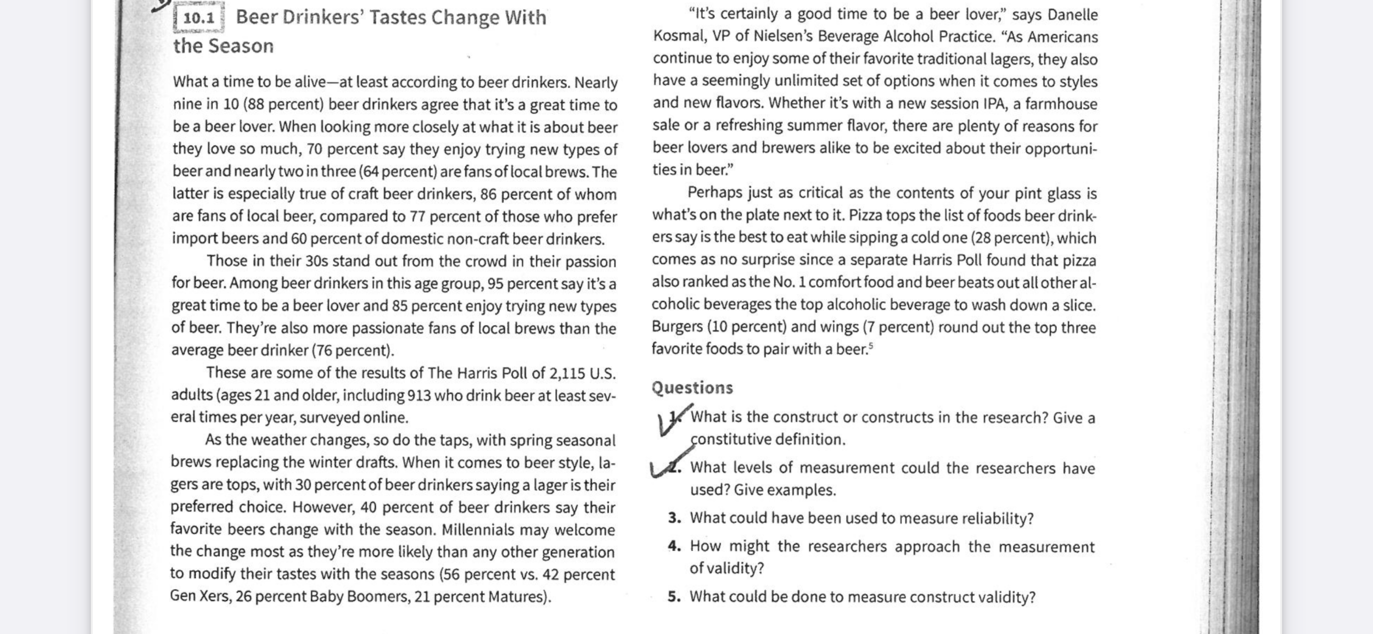 please do only. Question 1 and 2 :3.) 10.1\": Beer Drinkers' Tastes