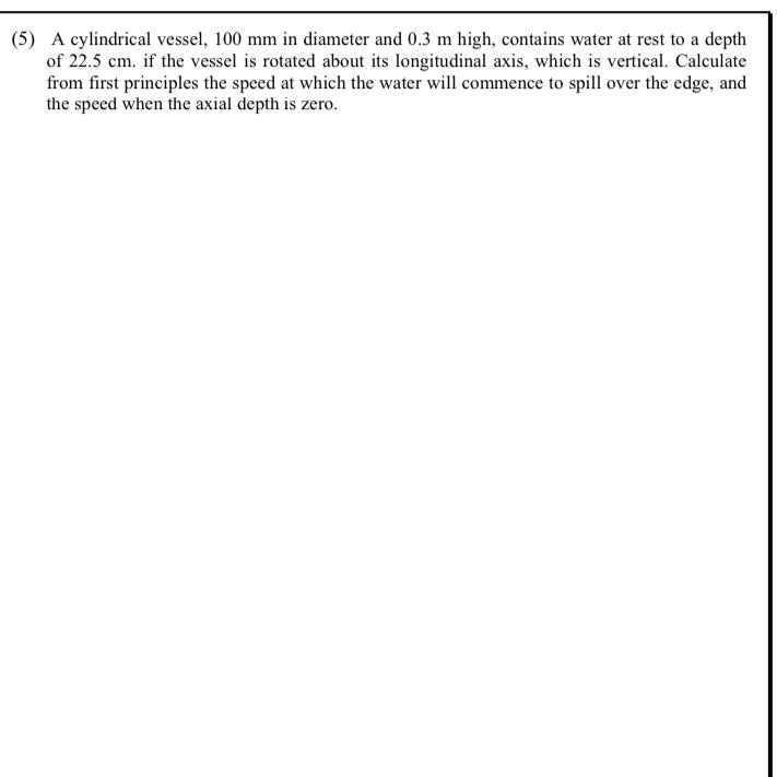  (5) A cylindrical vessel, 100mm in diameter and 0.3m high, contains