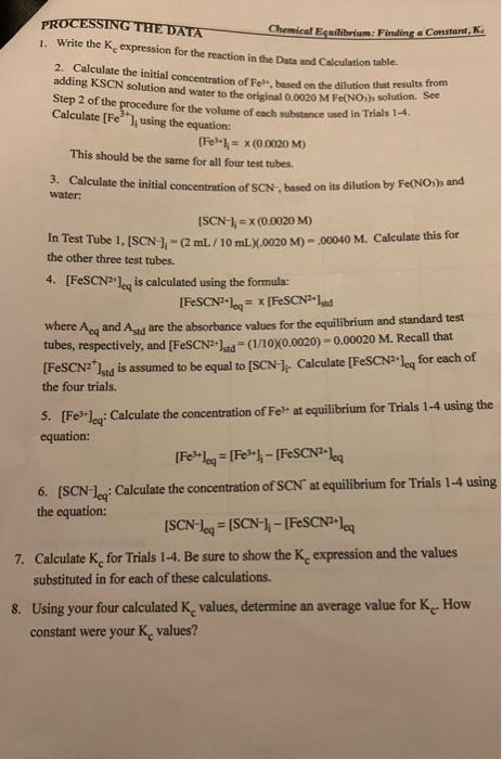 to be done on the next page. 1. Write the Ke expression