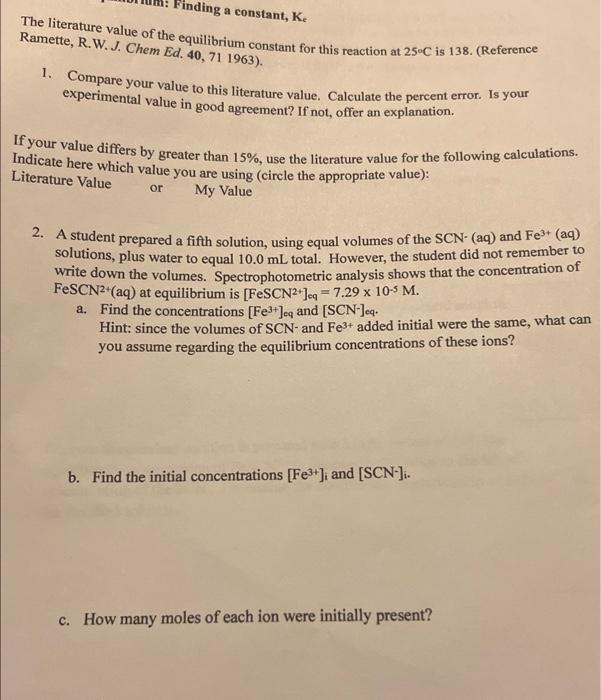 for the reaction in the Data and Calculation table. 2. Calculate the