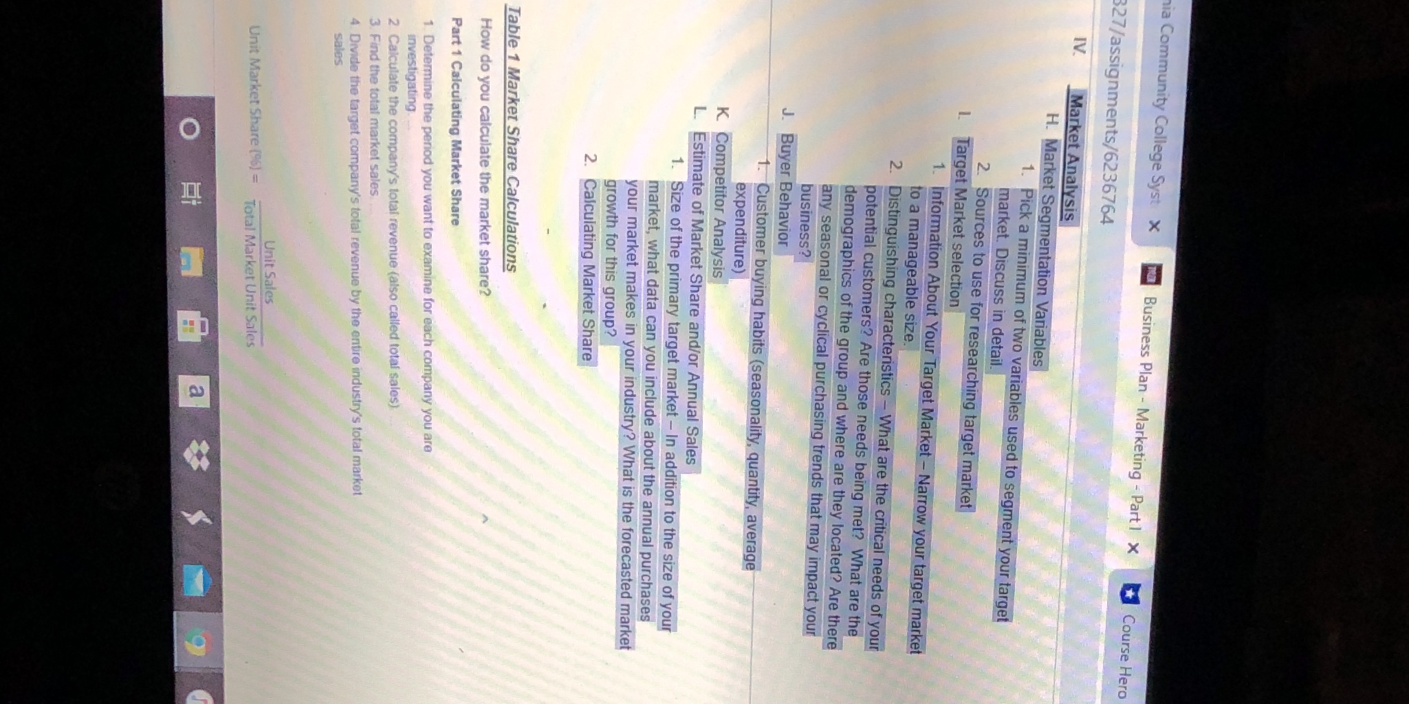 Please help explain study guide business plan nia Community College Syst X