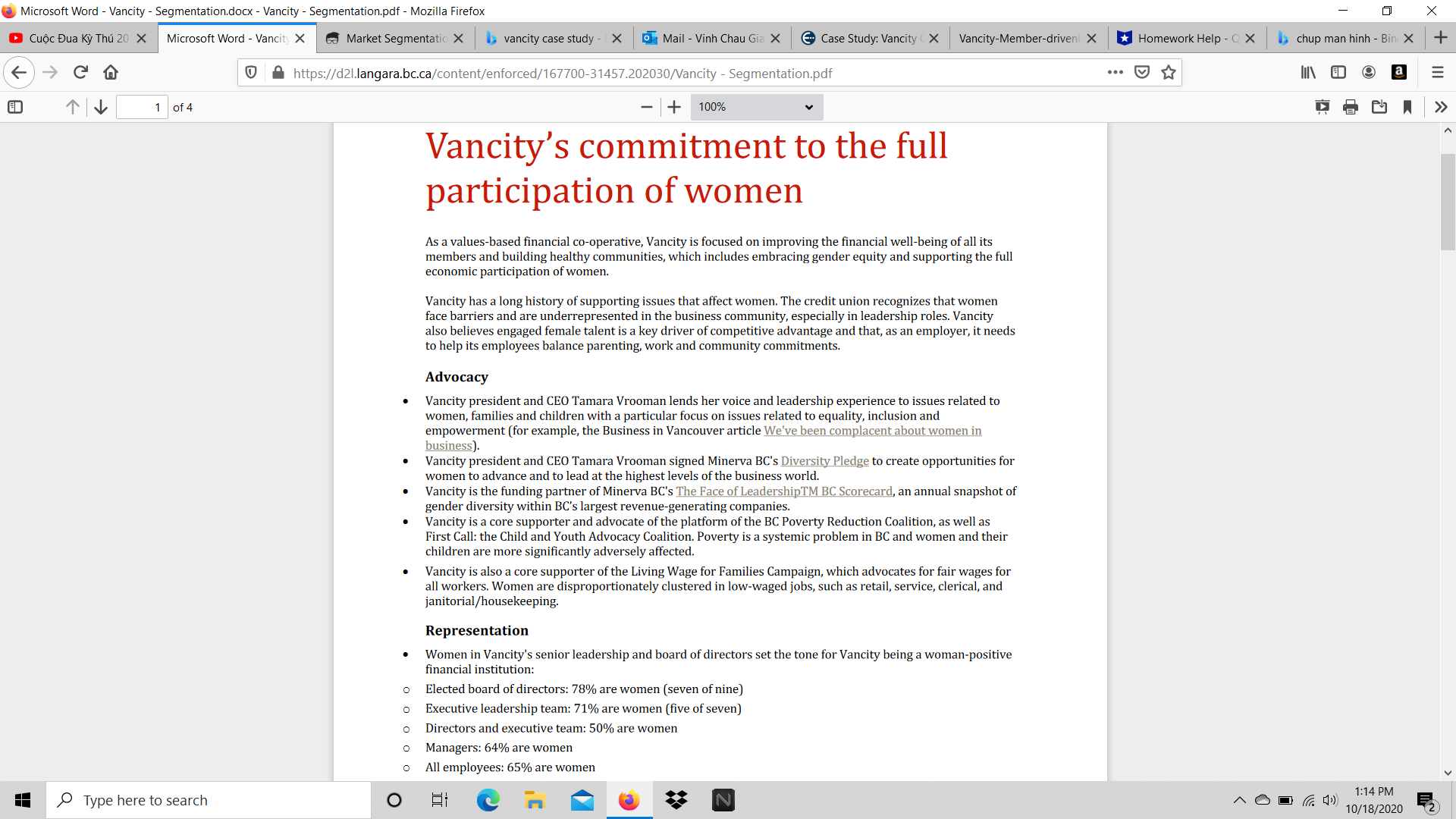 1)Readthe VANCITY document located here Vancity - Segmentation.pdfYou may also refer