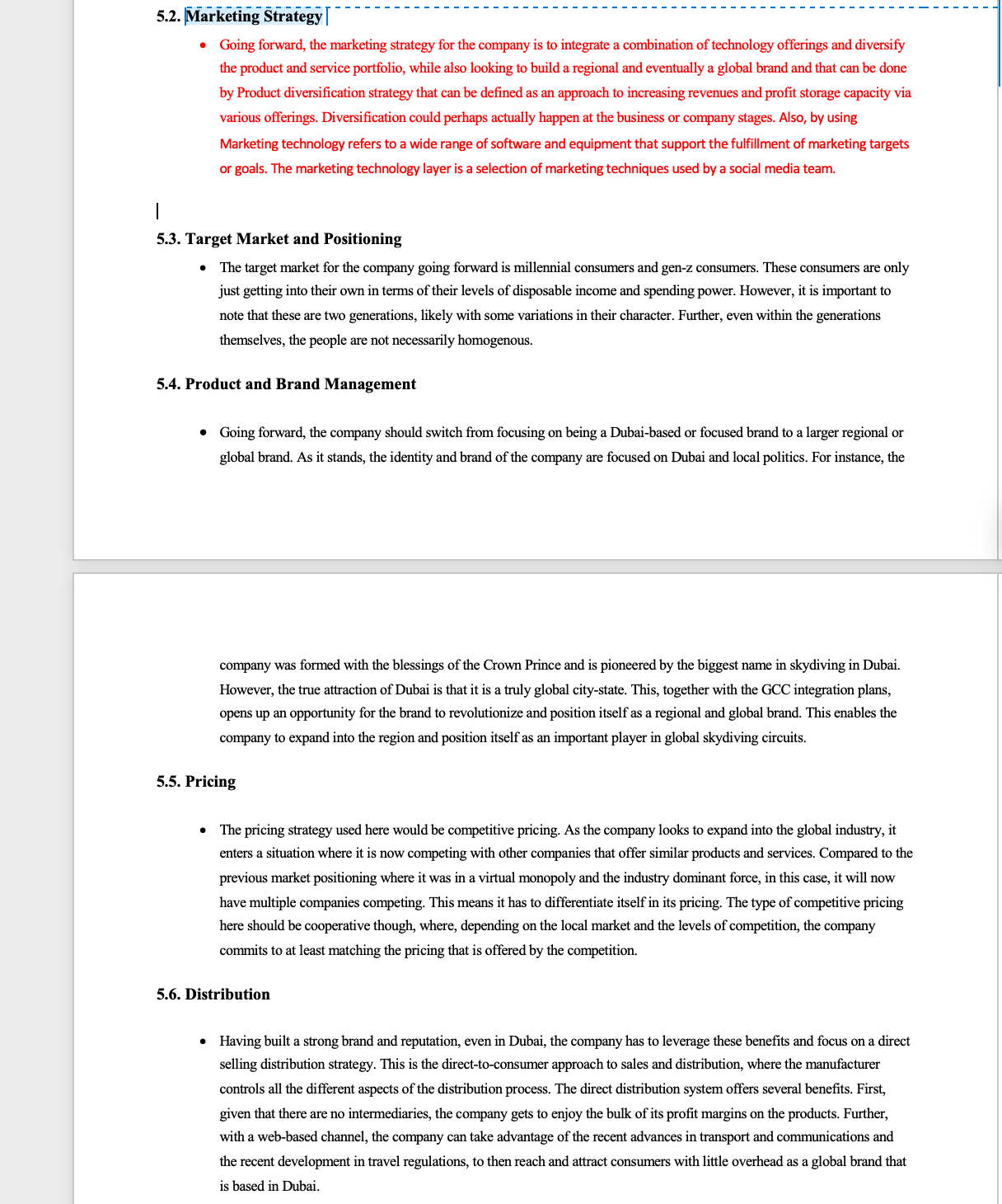 The assignment is to develop a marketing plan and how it will