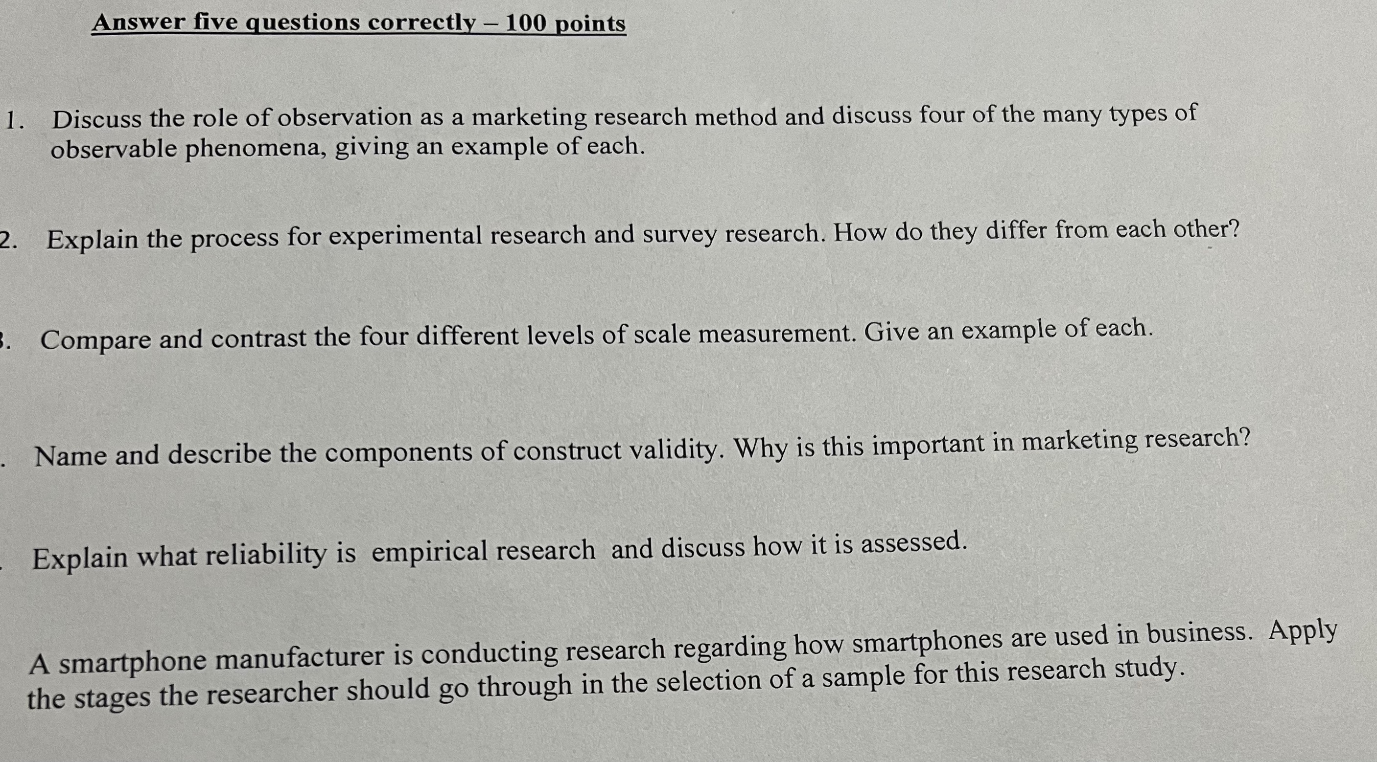 Each answer in essay format please!! Answer five questions correctly - 100