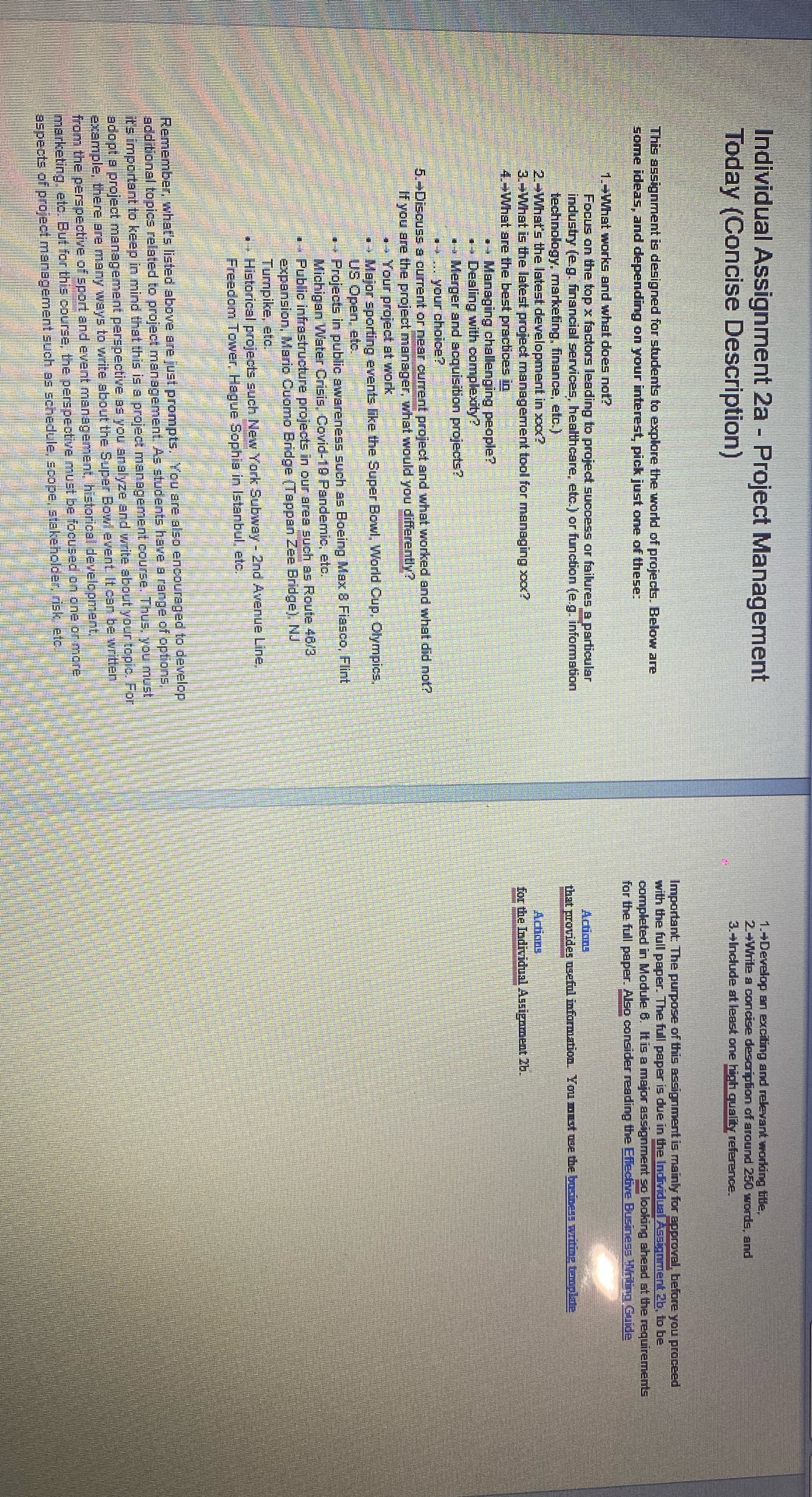 MGMT565 Individual Assignment 2a - Project Management 1.-Develop an exciting and relevant