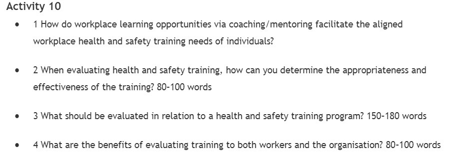  Activity 10 o 1 How do workplace learning opportunities via poaching:F