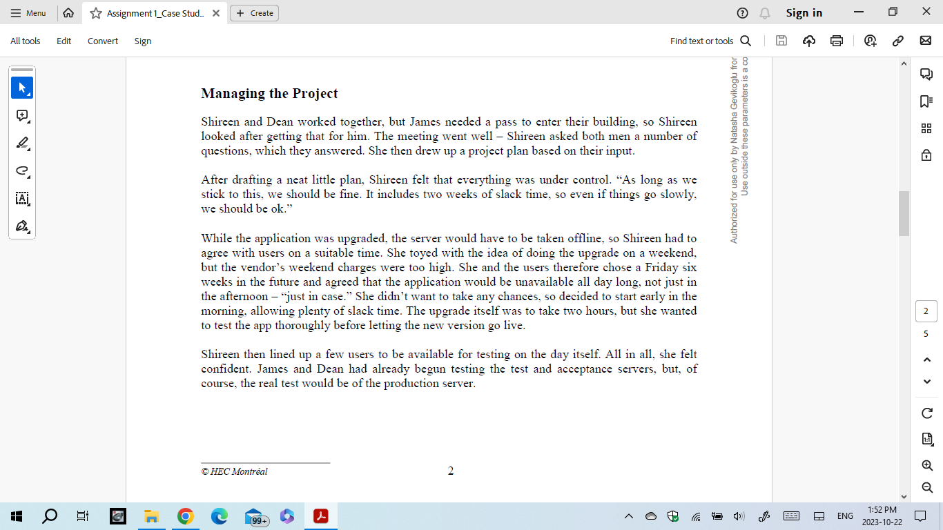 Project Manager Case prepared by Amber Gul RASHID Michael Sedgeway, a line