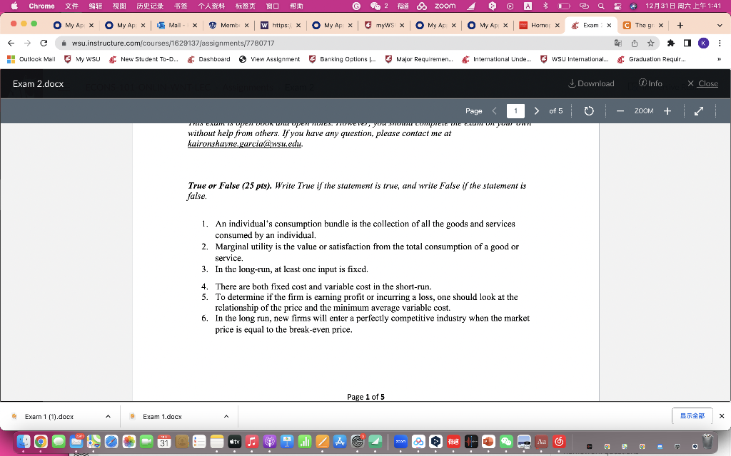  True or False (25 pts). Write True if the statement is