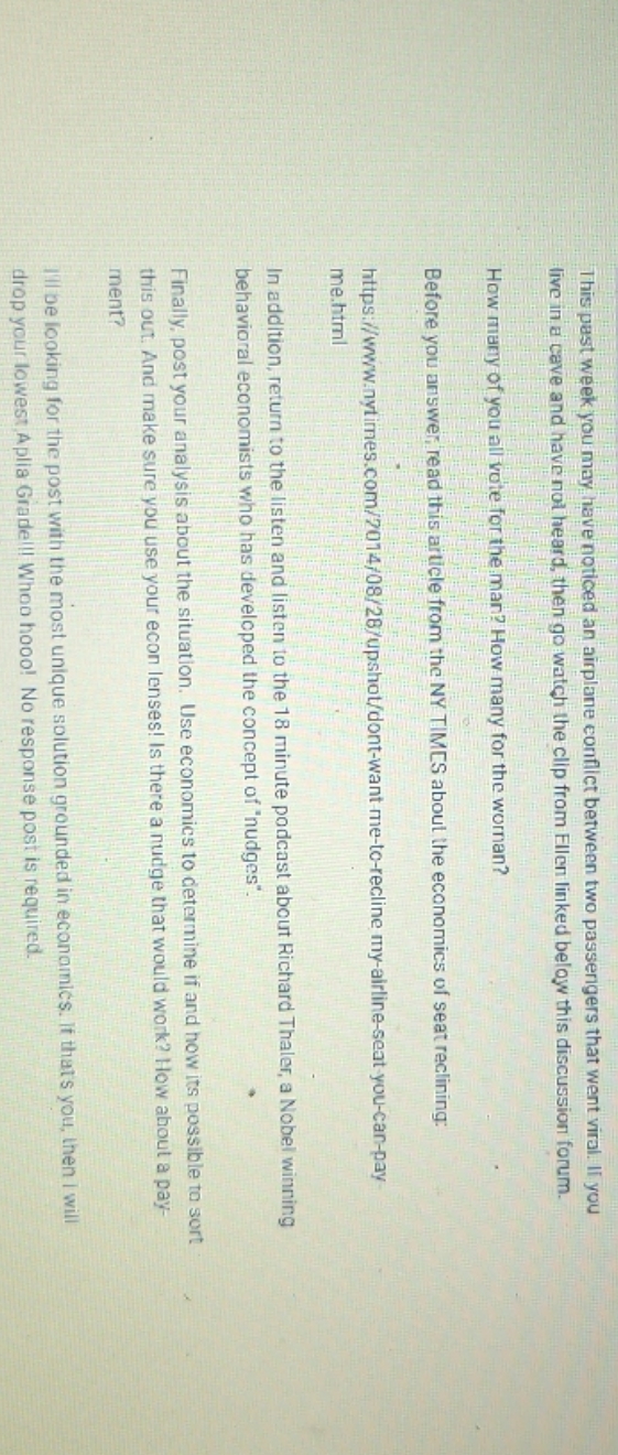 I need to learn a unique solution grounded in economics involving this