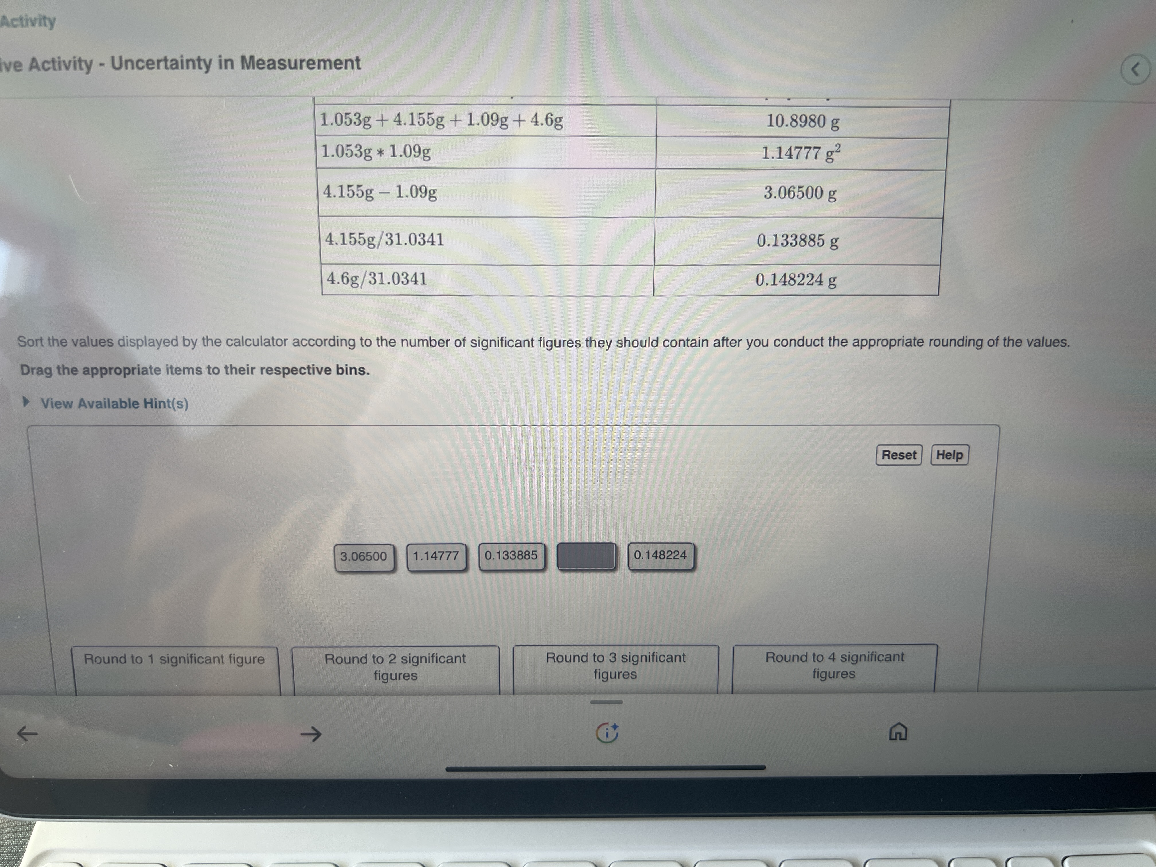 Activity Activity - Uncertainty in Measurement Sort the values displayed by