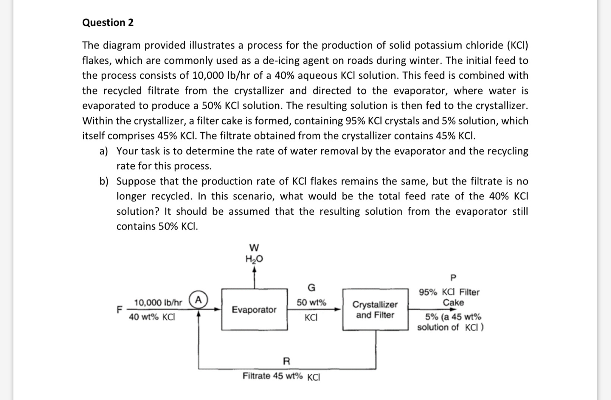  Question 2 The diagram provided illustrates a process for the production