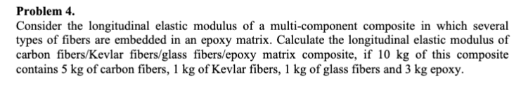  Problem 4. Consider the longitudinal elastic modulus of a multi-component composite