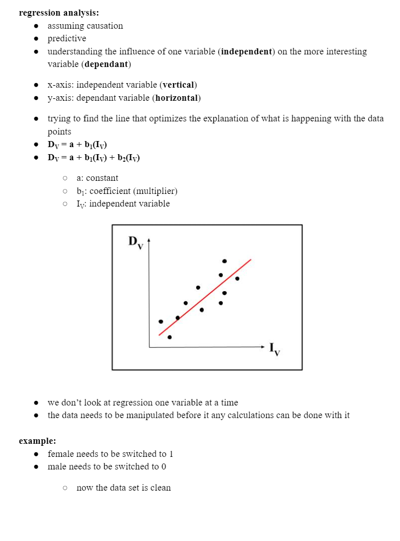 of one variable (independent) on the more interesting variable (dependant) o X-axis: