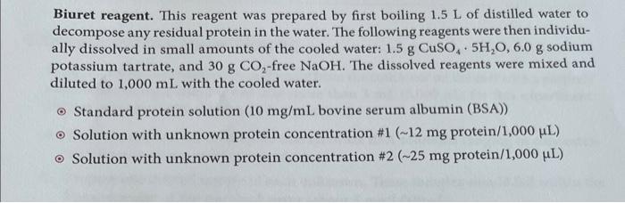 as well as the C1V1=C2V2 equation to calculate the volumes of concentrated