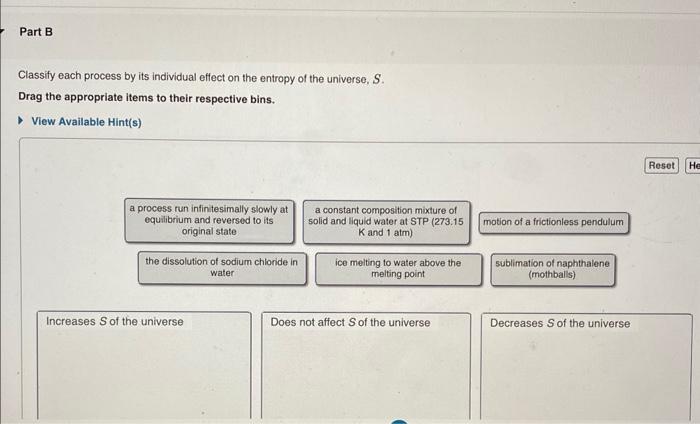 systems in order of decreasing entropy. Rank from highest to lowest entropy.