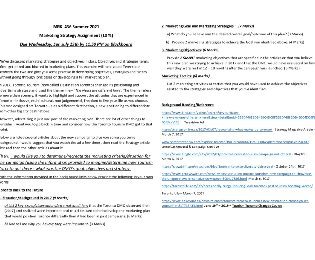 Please help me with this assignment. MRK 436 Summer 2021 2. Marketing