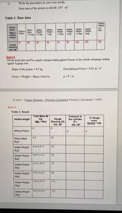  solve the formal 1 solve 2 1) Write the procedure in