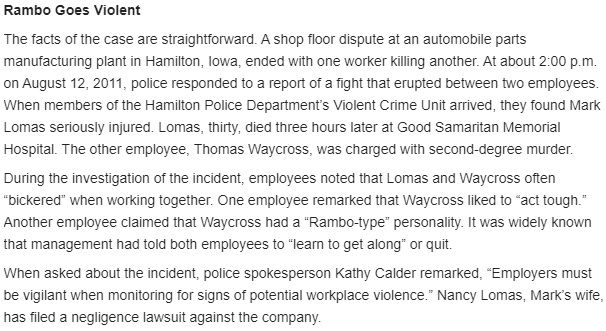 Can you help with the Human Resource case study about violence? Please