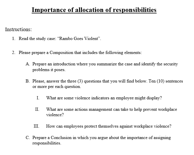 see instructions below. Rambo Goes Violent The facts of the case are