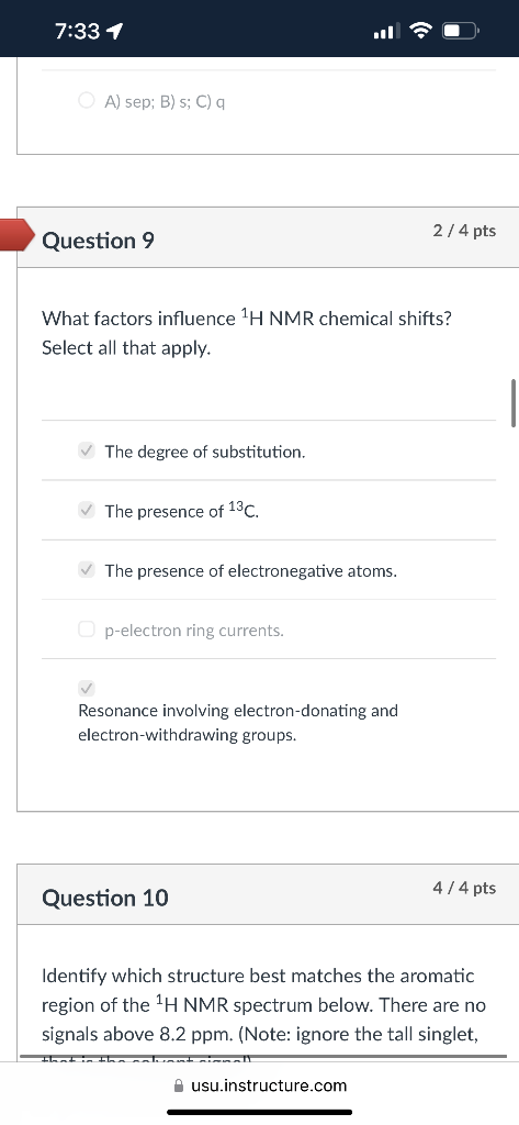  A) sep; B) s; C) q Question 9 2/4pts What factors