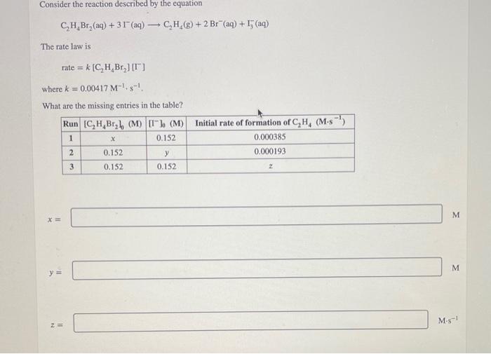 9. please help will rate you! Consider the reaction described by the