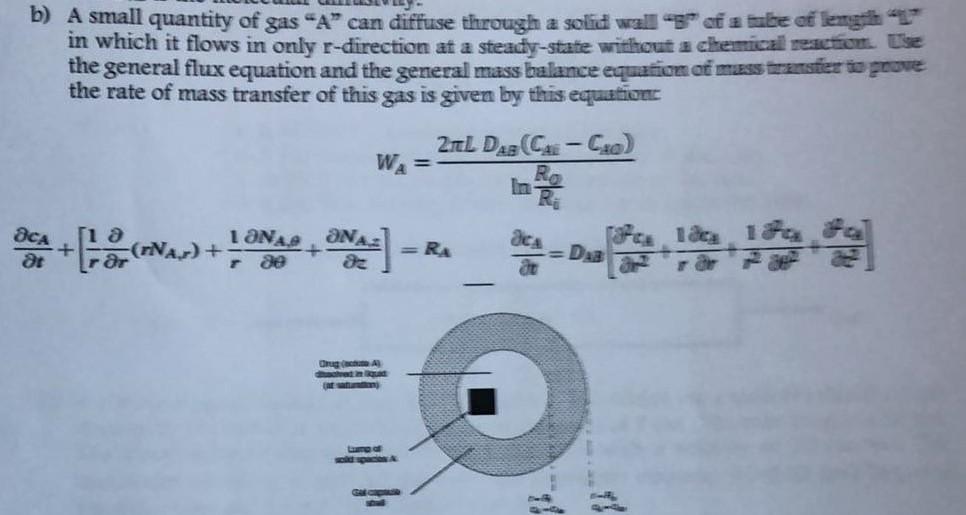 b) A small quantity of gas "A" can diffuse through a