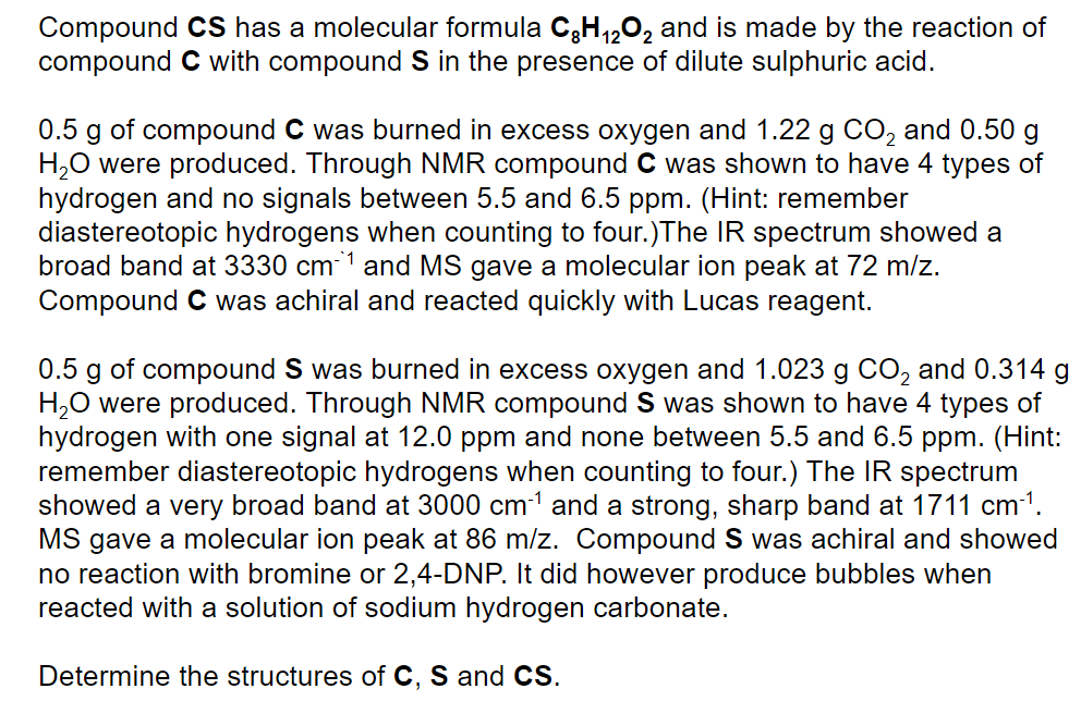 Based on the problem description determine the structure of the two