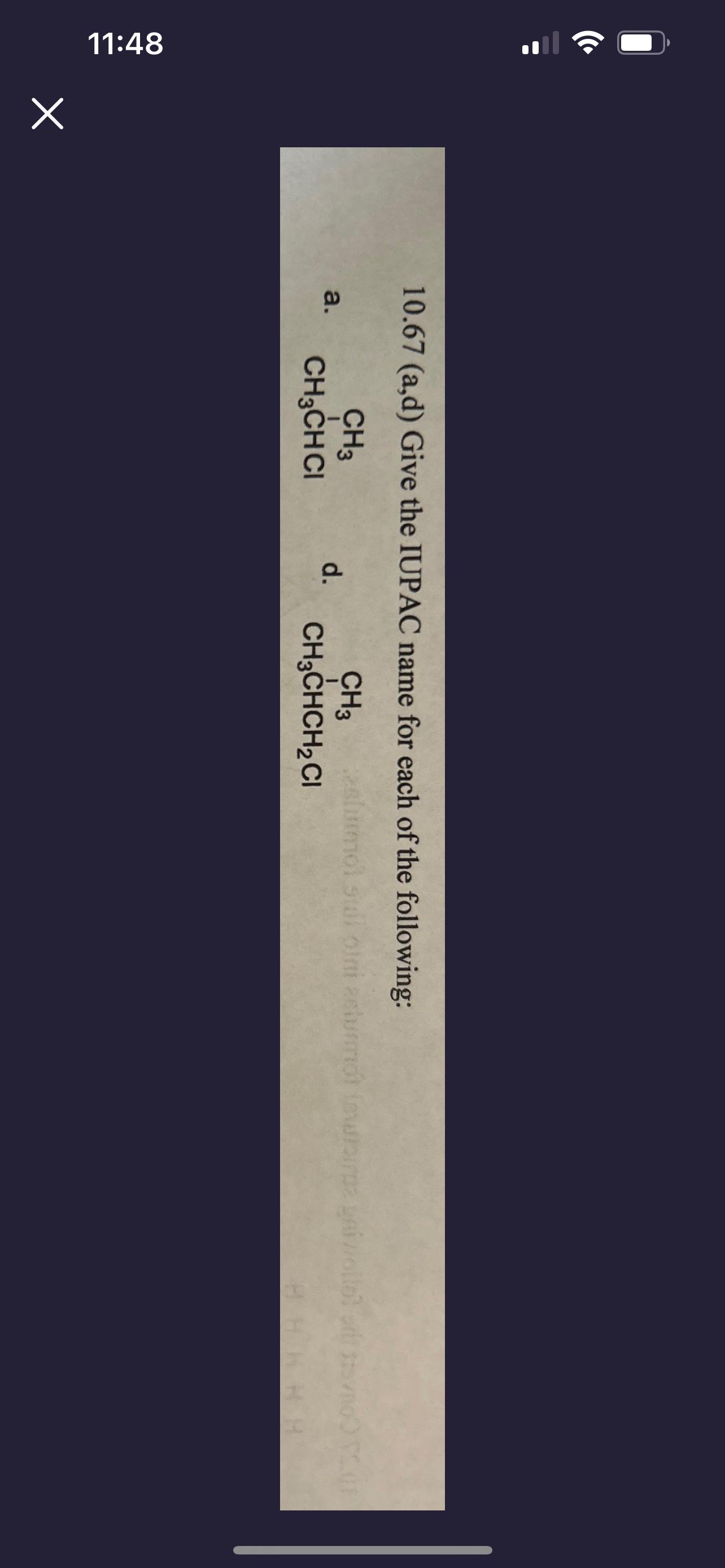  10.67(a,d) Give the IUPAC name for each of the following: a.