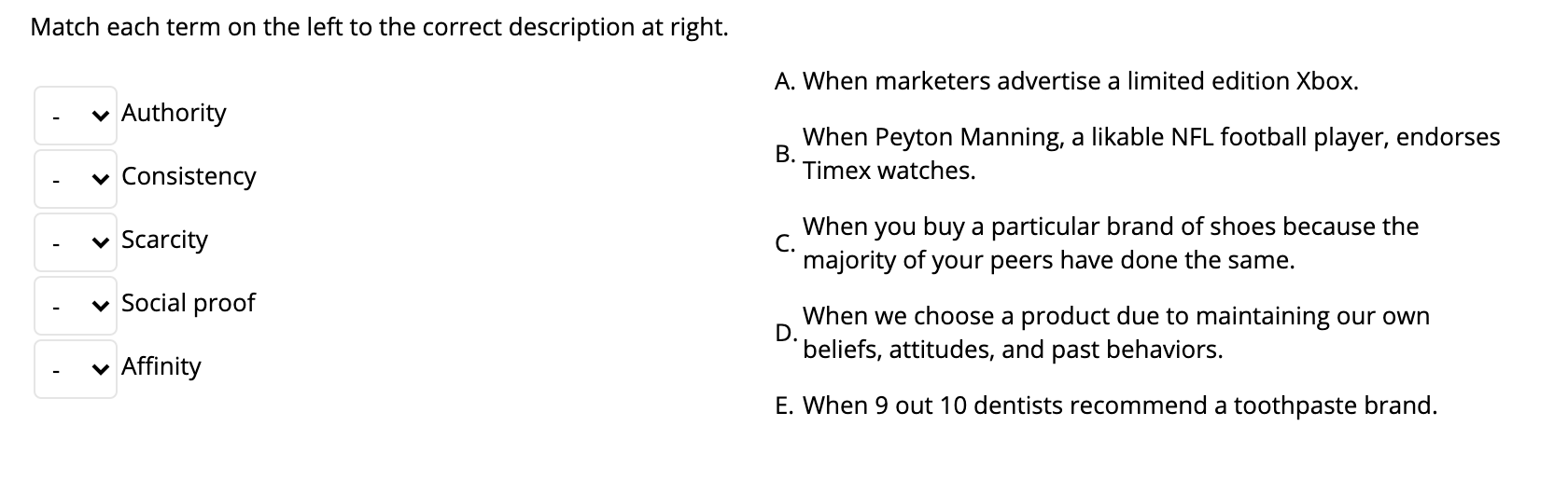 match each term Match each term on the left to the correct
