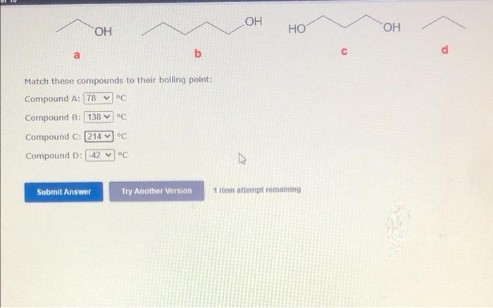  HO OH be c d a Match these compounds to their