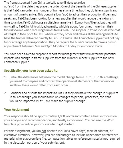  The frames sourced from China typically take 45 days to arrive