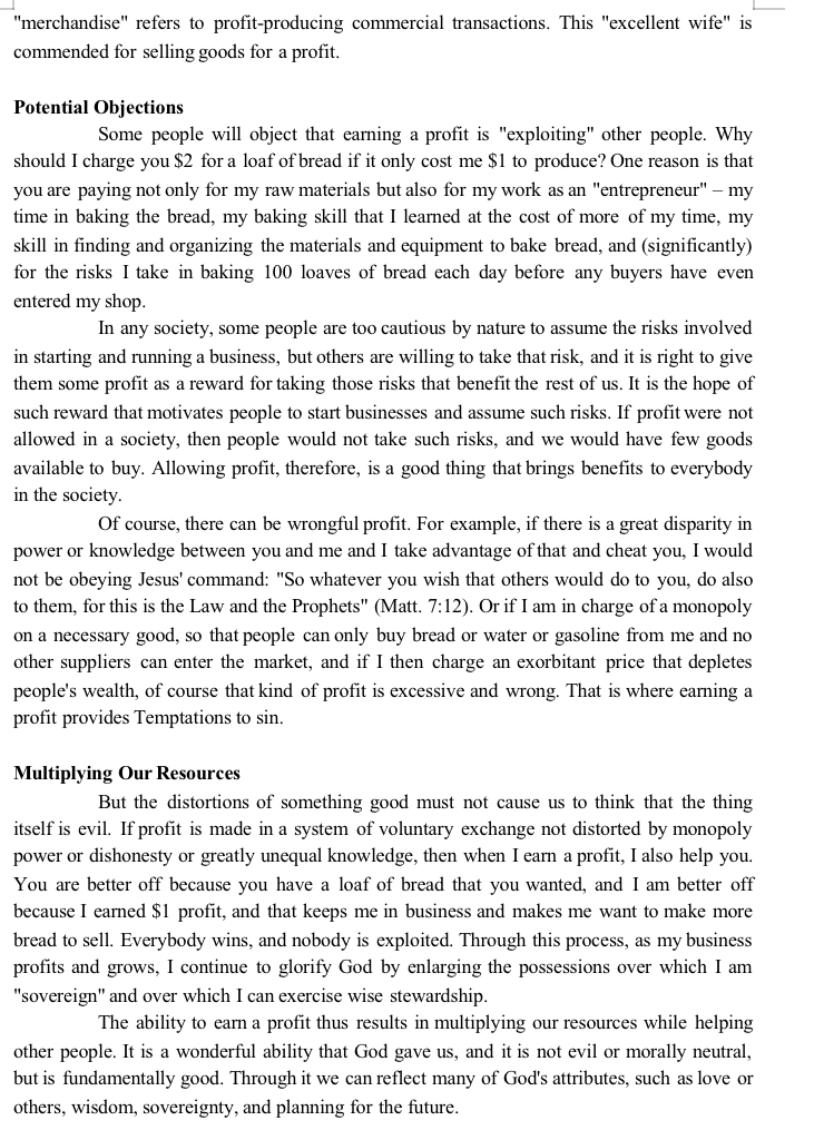 Is It Wrong to Earn a Prot? Wayne gnaw What is earning