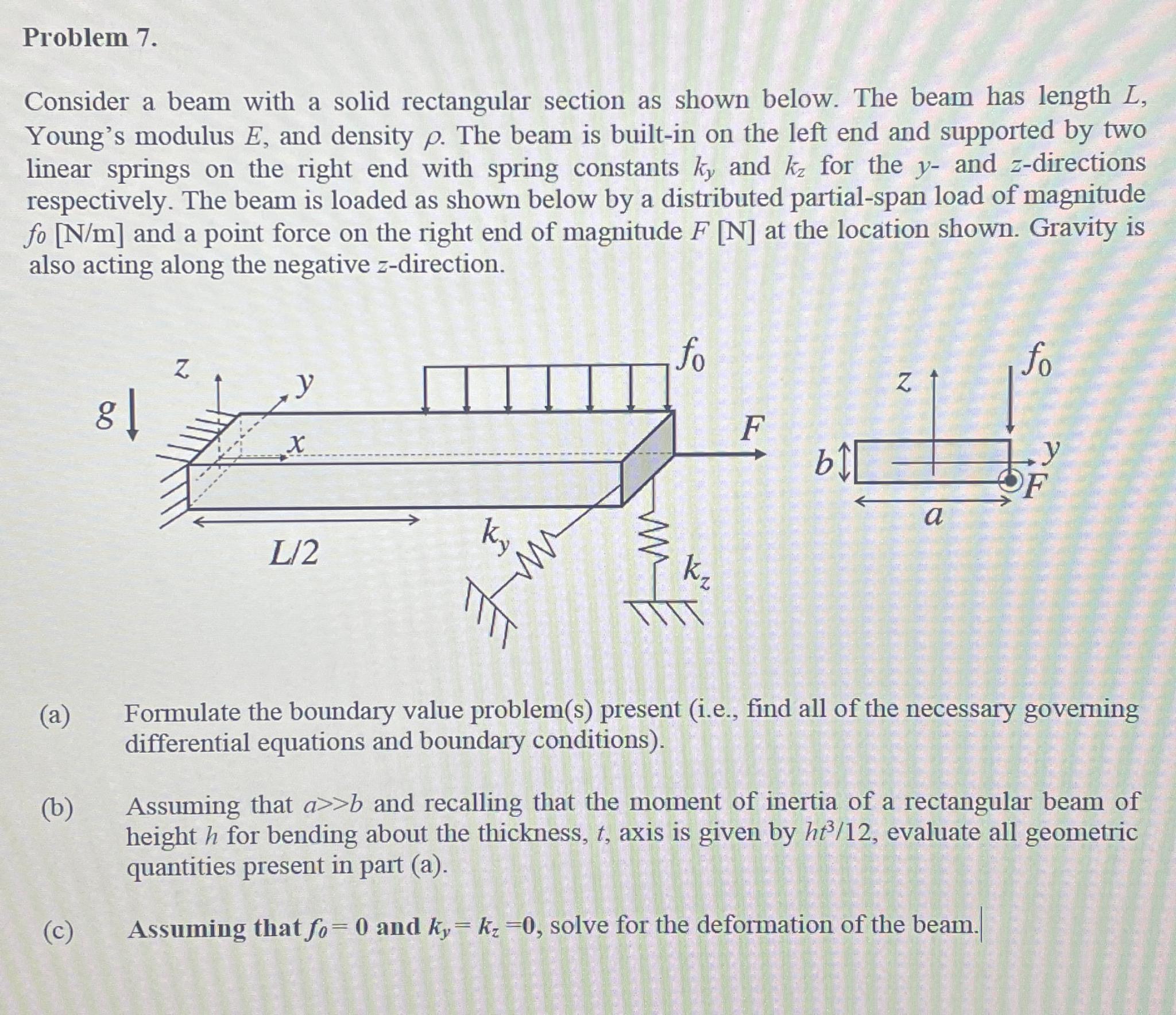  Problem 7. Consider a beam with a solid rectangular section as